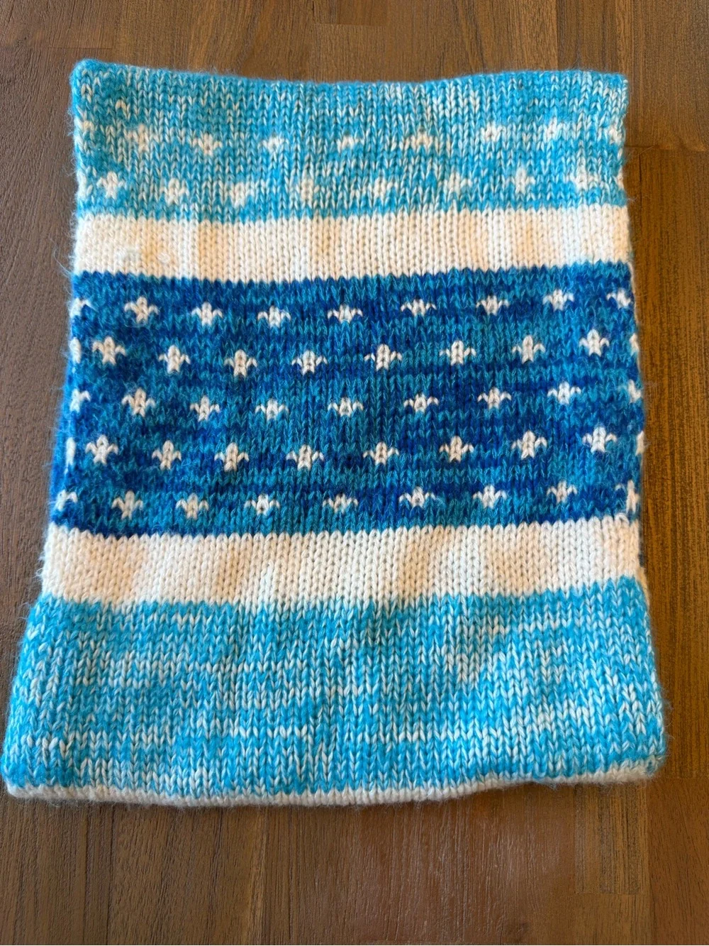 Hollister Blue Fair Isle Knit Infinity Scarf Chunky Winter Circle Scarf Cozy